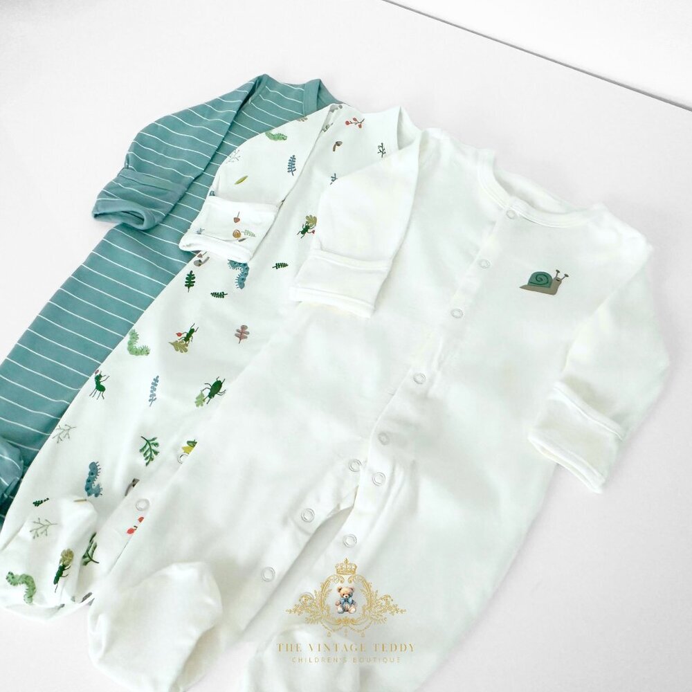 NWT Cute Baby Sleep N' Play Footies One-Piece Bodysuit Pajamas 3 Piece Set 6-9M - Picture 2 of 2